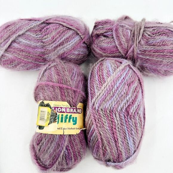 Lion Brand Jiffy Yarn Purple Gray #303 "Mohair Look" Discontinued Vintage - Picture 1 of 9